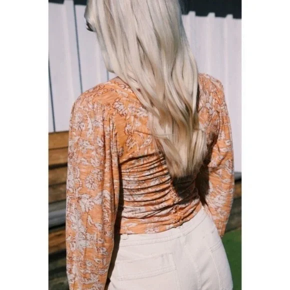 NWT Free People Say the Word Top in Blood Orange Combo - Picture 10 of 11
